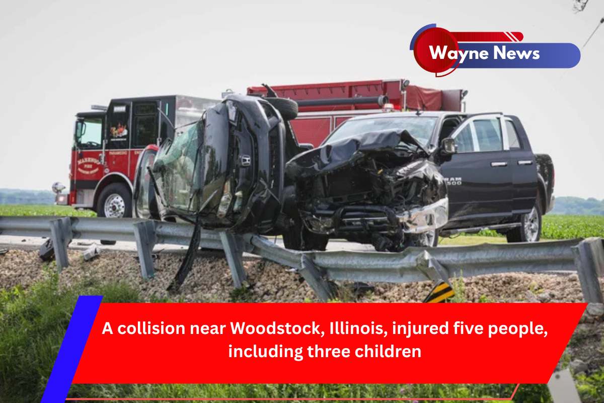 A collision near Woodstock, Illinois, injured five people, including three children