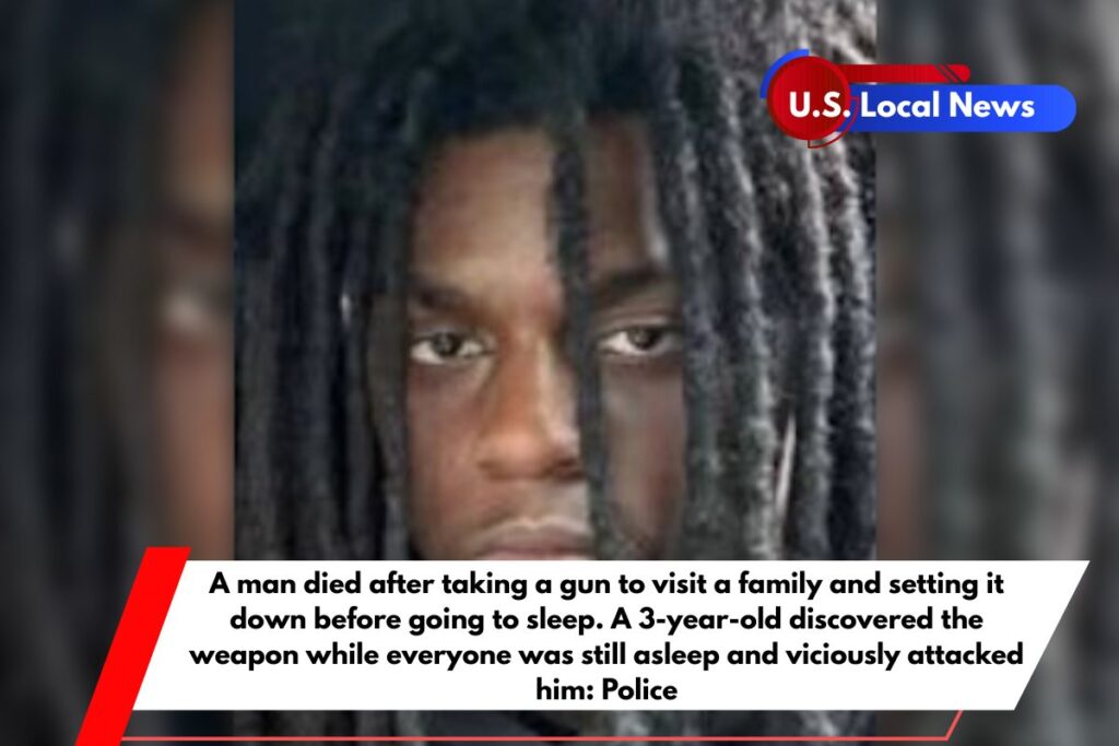 A man died after taking a gun to visit a family and setting it down before going to sleep. A 3-year-old discovered the weapon while everyone was still asleep and viciously attacked him Police
