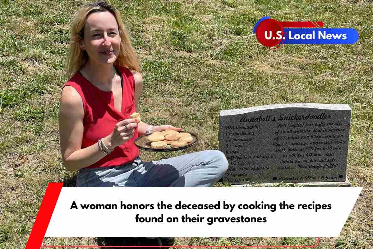 A woman honors the deceased by cooking the recipes found on their gravestones