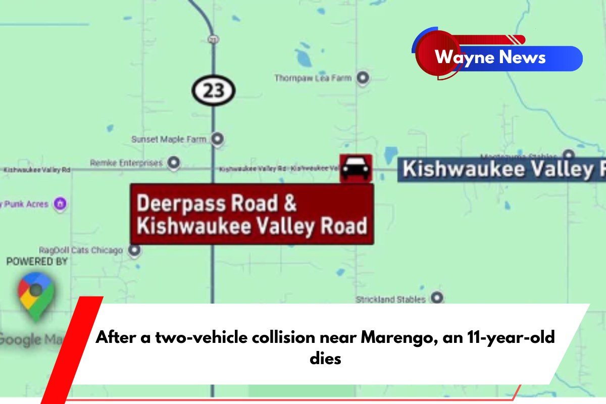 After a two-vehicle collision near Marengo, an 11-year-old dies