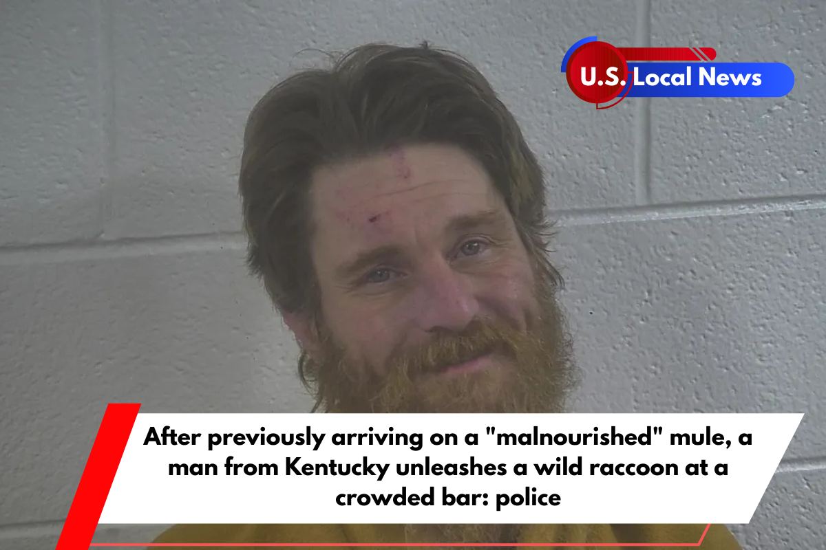 After previously arriving on a malnourished mule, a man from Kentucky unleashes a wild raccoon at a crowded bar police