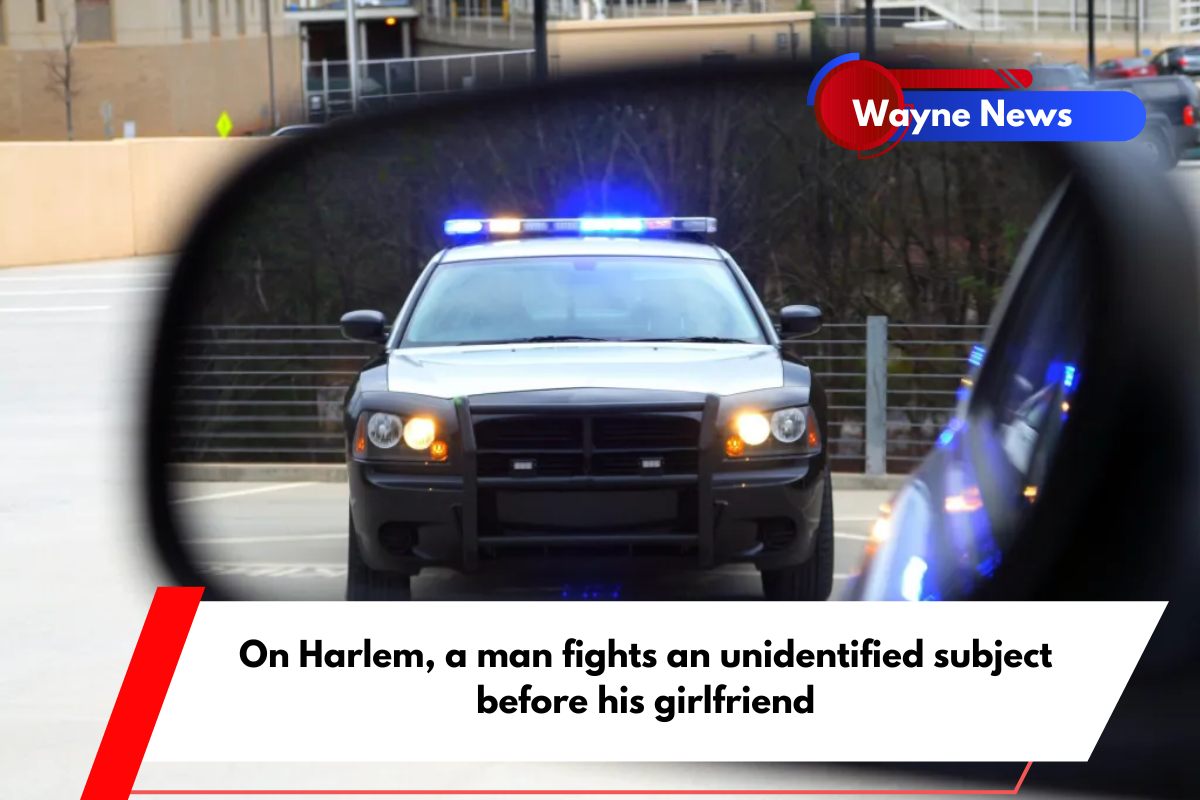 On Harlem, a man fights an unidentified subject before his girlfriend