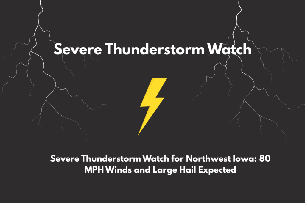 Severe Thunderstorm Watch for Northwest Iowa 80 MPH Winds and Large Hail Expected