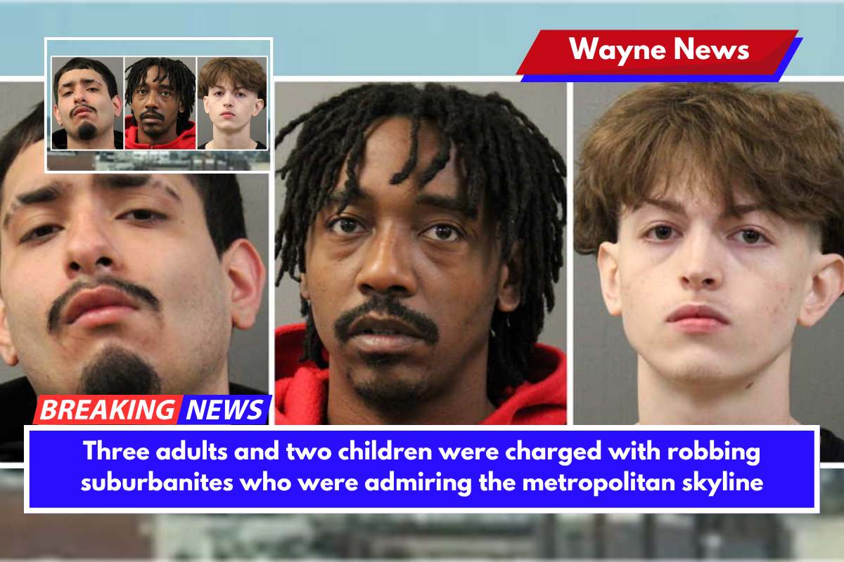 Three adults and two children were charged with robbing suburbanites who were admiring the metropolitan skyline