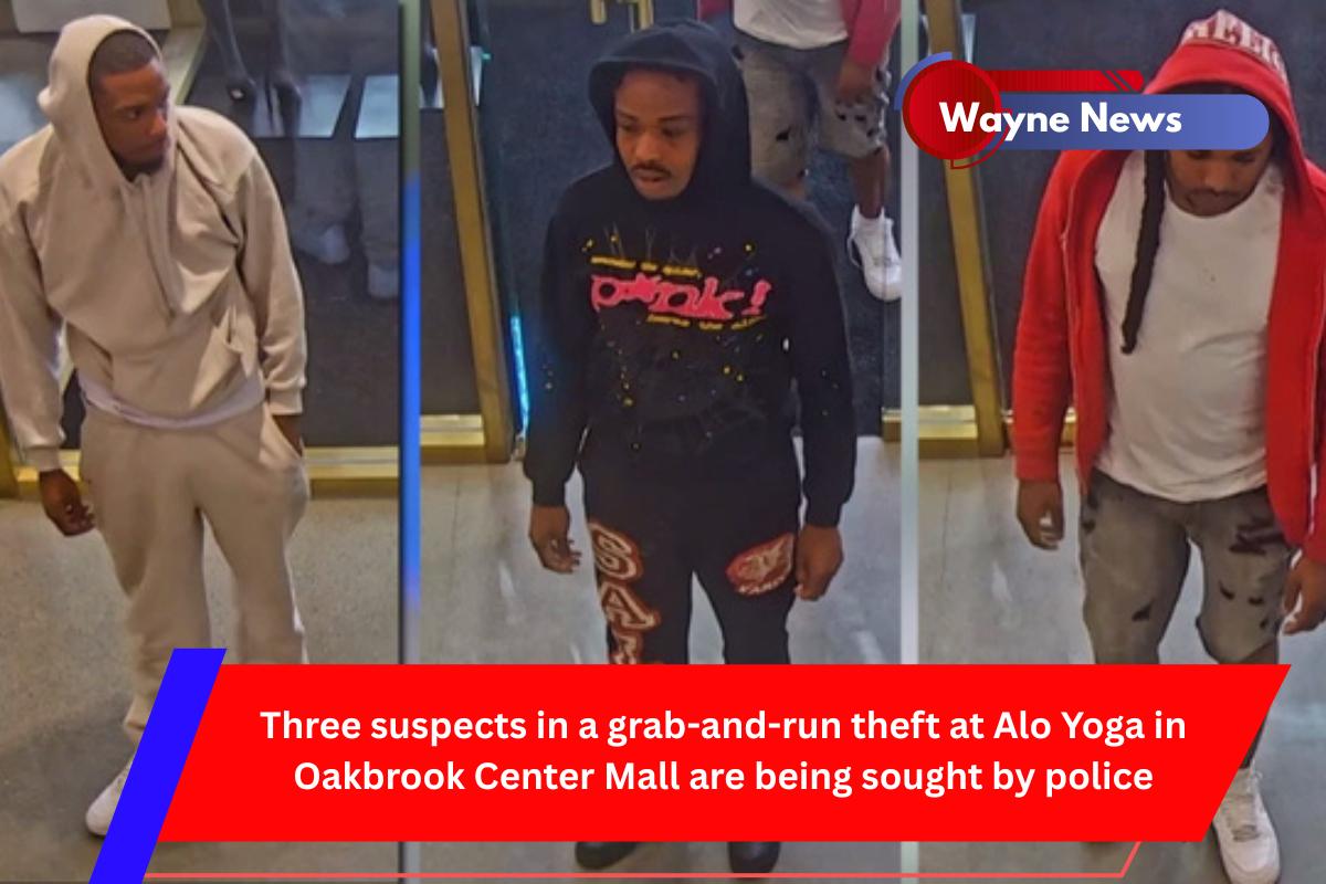 Three suspects in a grab-and-run theft at Alo Yoga in Oakbrook Center Mall are being sought by police