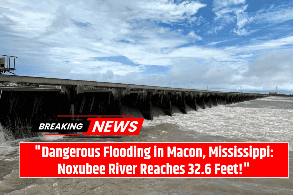 "Dangerous Flooding in Macon, Mississippi: Noxubee River Reaches 32.6 Feet!"