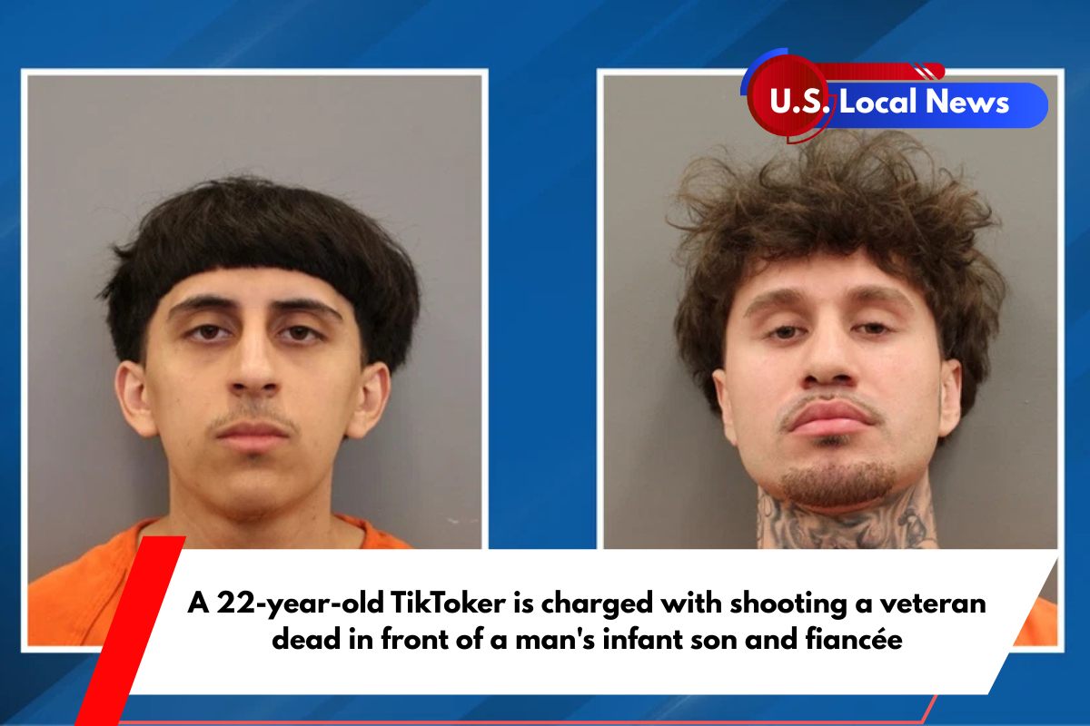 A 22-year-old TikToker is charged with shooting a veteran dead in front of a man's infant son and fiancée