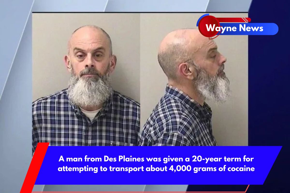 A man from Des Plaines was given a 20-year term for attempting to transport about 4,000 grams of cocaine