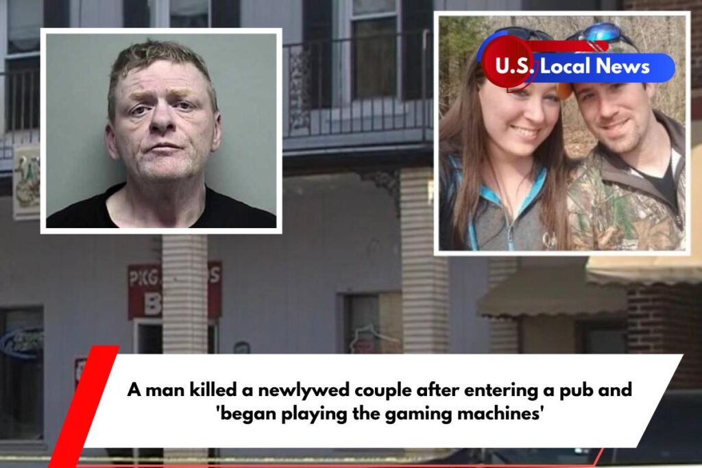 A man killed a newlywed couple after entering a pub and 'began playing the gaming machines'