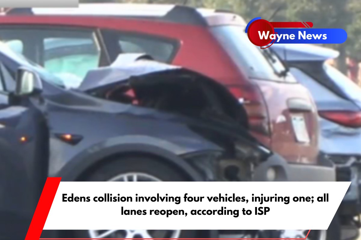 Edens collision involving four vehicles, injuring one; all lanes reopen, according to ISP