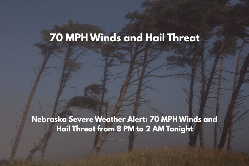 Nebraska Severe Weather Alert 70 MPH Winds and Hail Threat from 8 PM to 2 AM Tonight