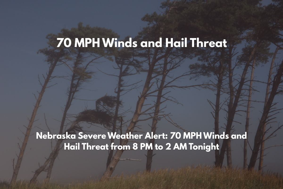 Nebraska Severe Weather Alert 70 MPH Winds and Hail Threat from 8 PM to 2 AM Tonight