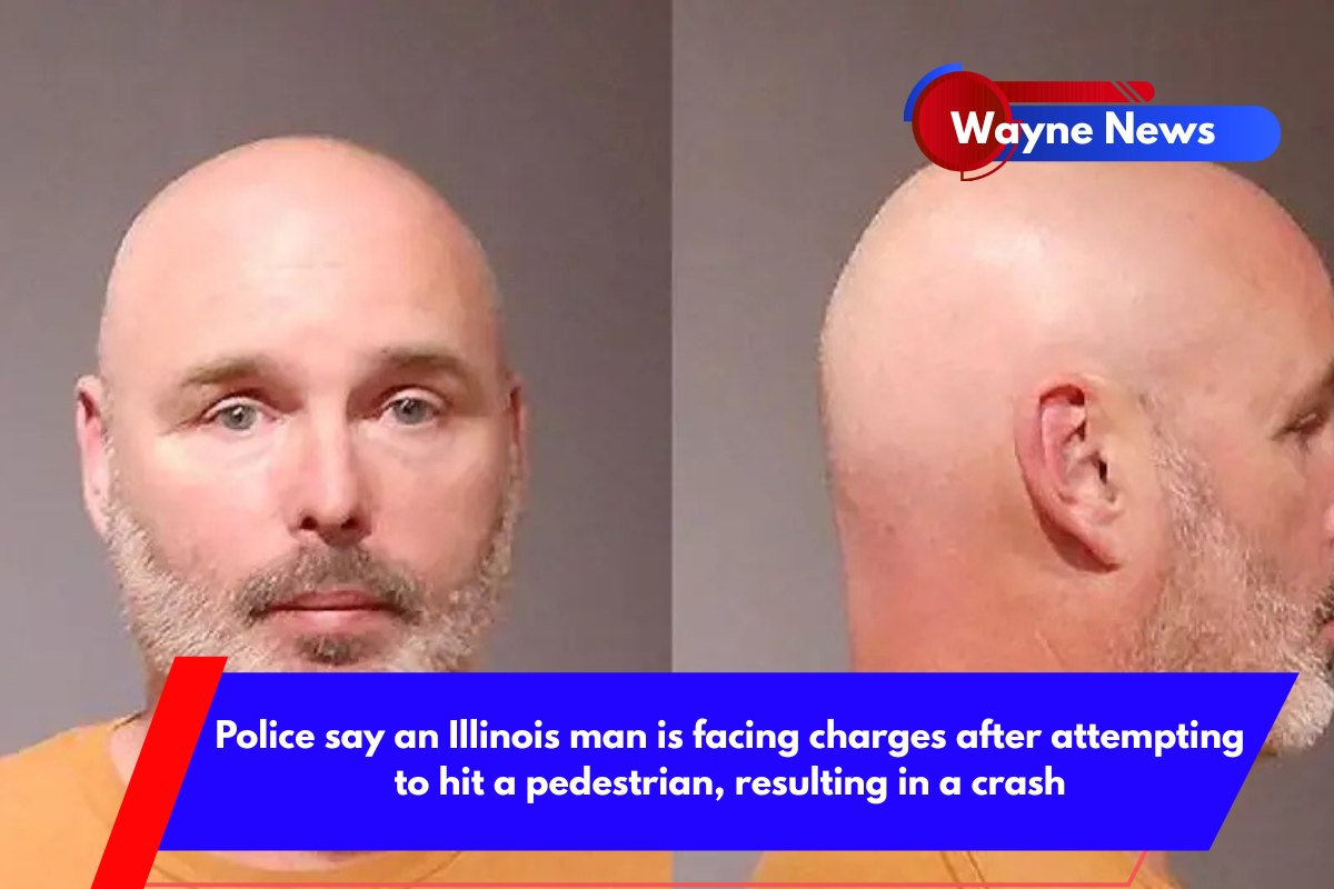 Police say an Illinois man is facing charges after attempting to hit a pedestrian, resulting in a crash