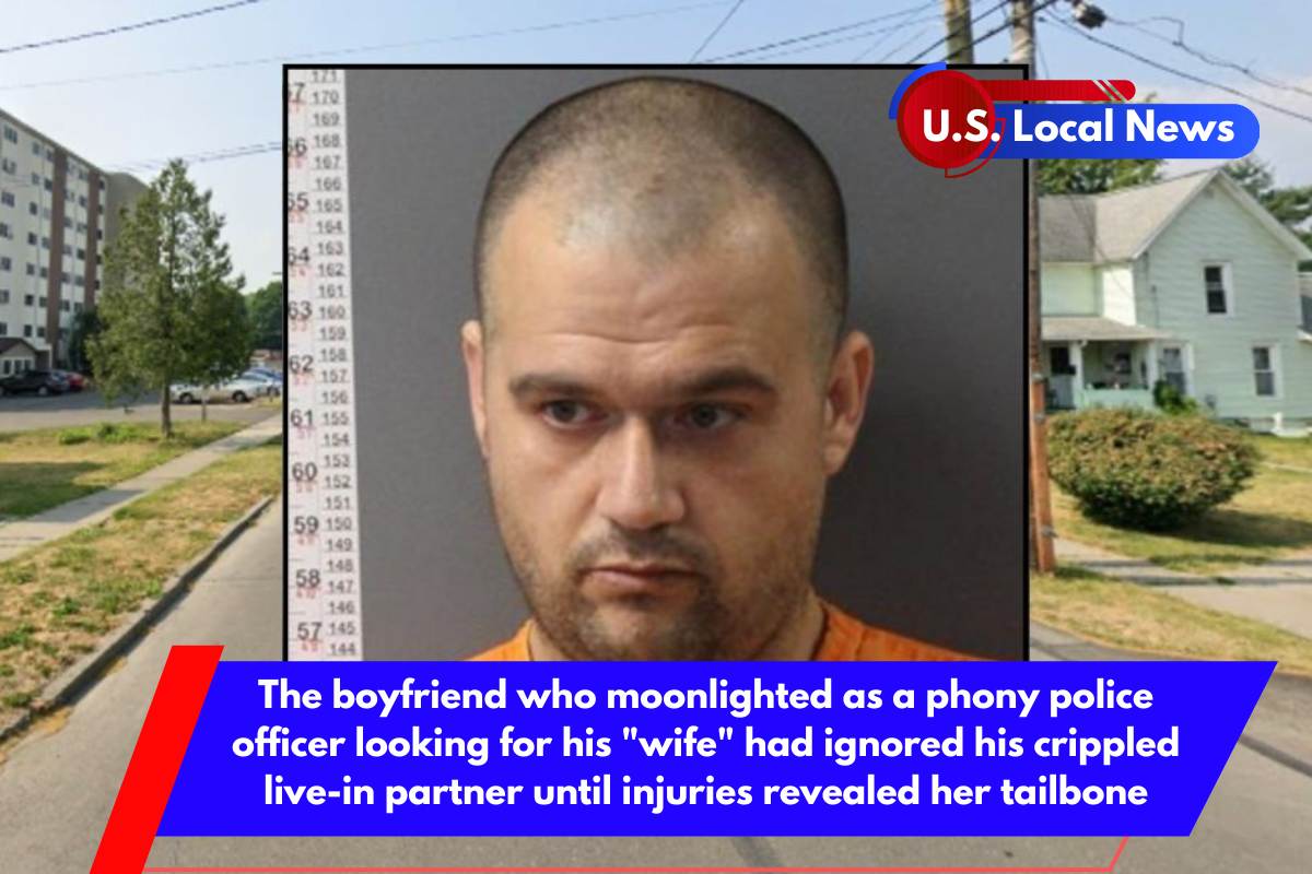 The boyfriend who moonlighted as a phony police officer looking for his wife had ignored his crippled live-in partner until injuries revealed her tailbone