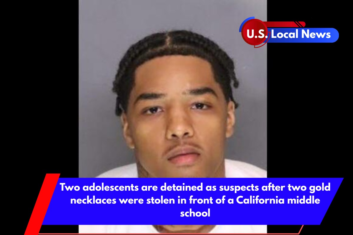 Two adolescents are detained as suspects after two gold necklaces were stolen in front of a California middle school